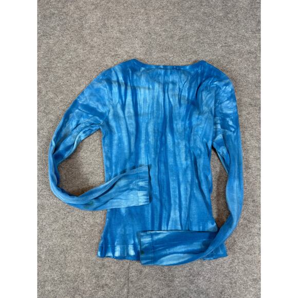 Yogi Shirt Womens Top Medium Blue Tie Dye OM Symbol Boho Hippie Festival Y2K - Picture 2 of 9